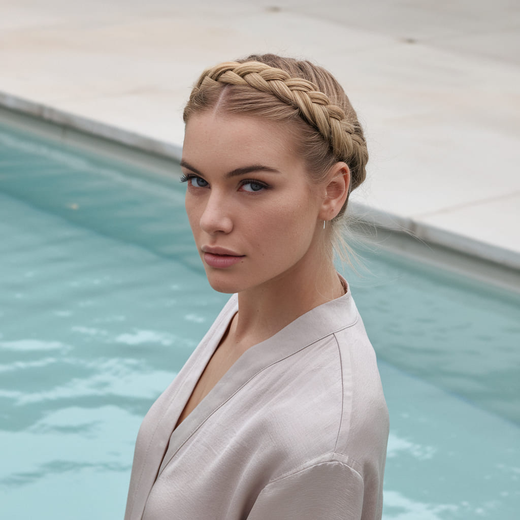 Crown Braid Pool Hairstyle