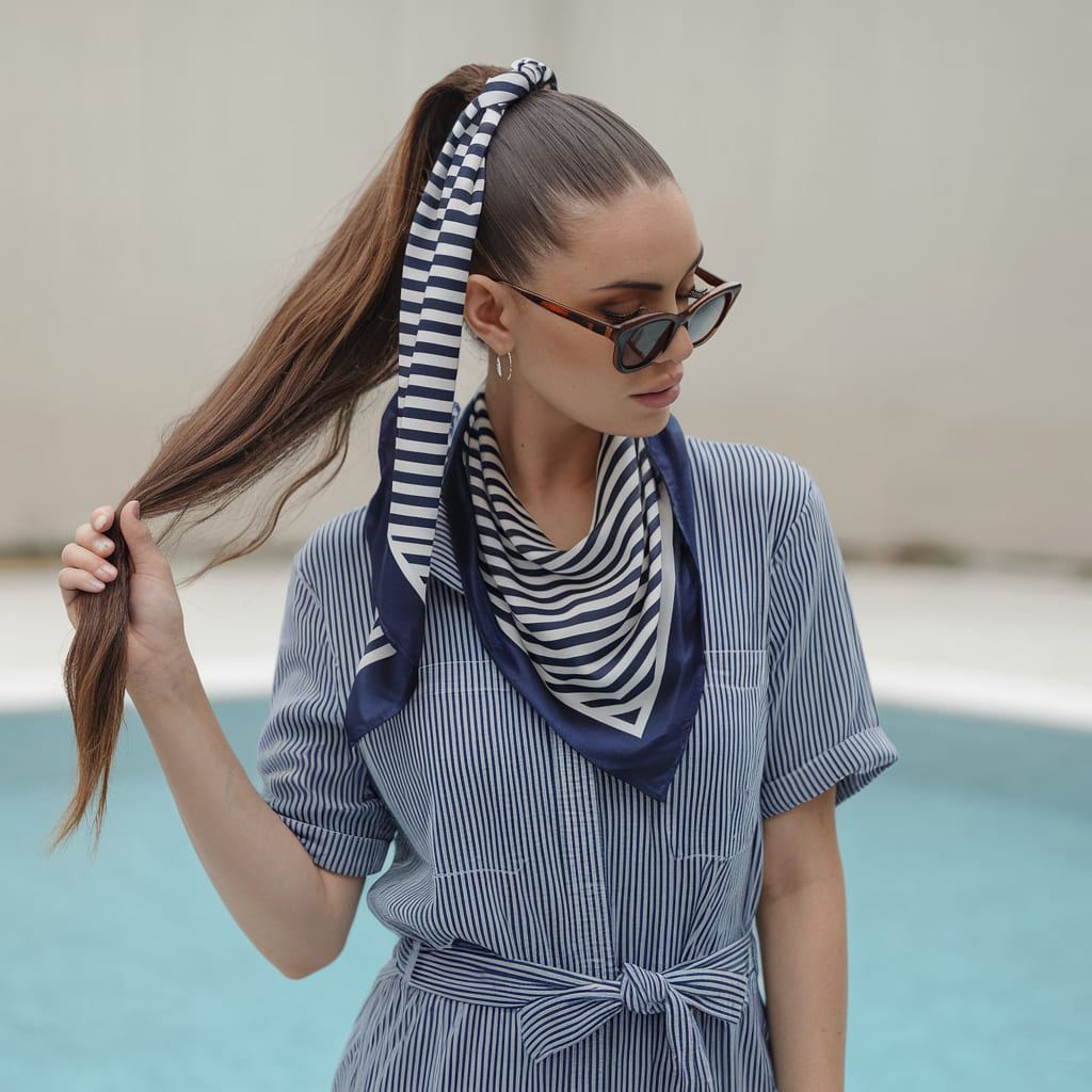 High Ponytail with Scarf Wrap