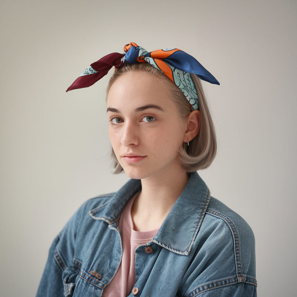 Short Hair with a Scarf Tie