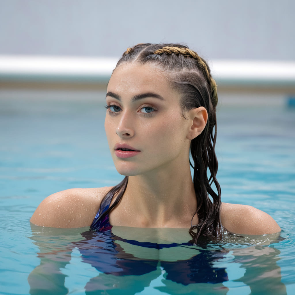 Twisted Half Updo Pool Hairstyle