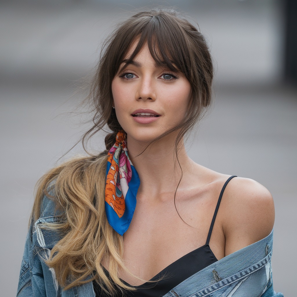 Beachy Waves with a Colorful Scarf