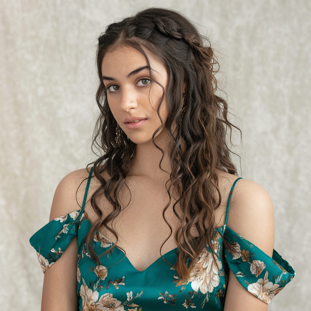 Boho Twisted Half Up Prom Style