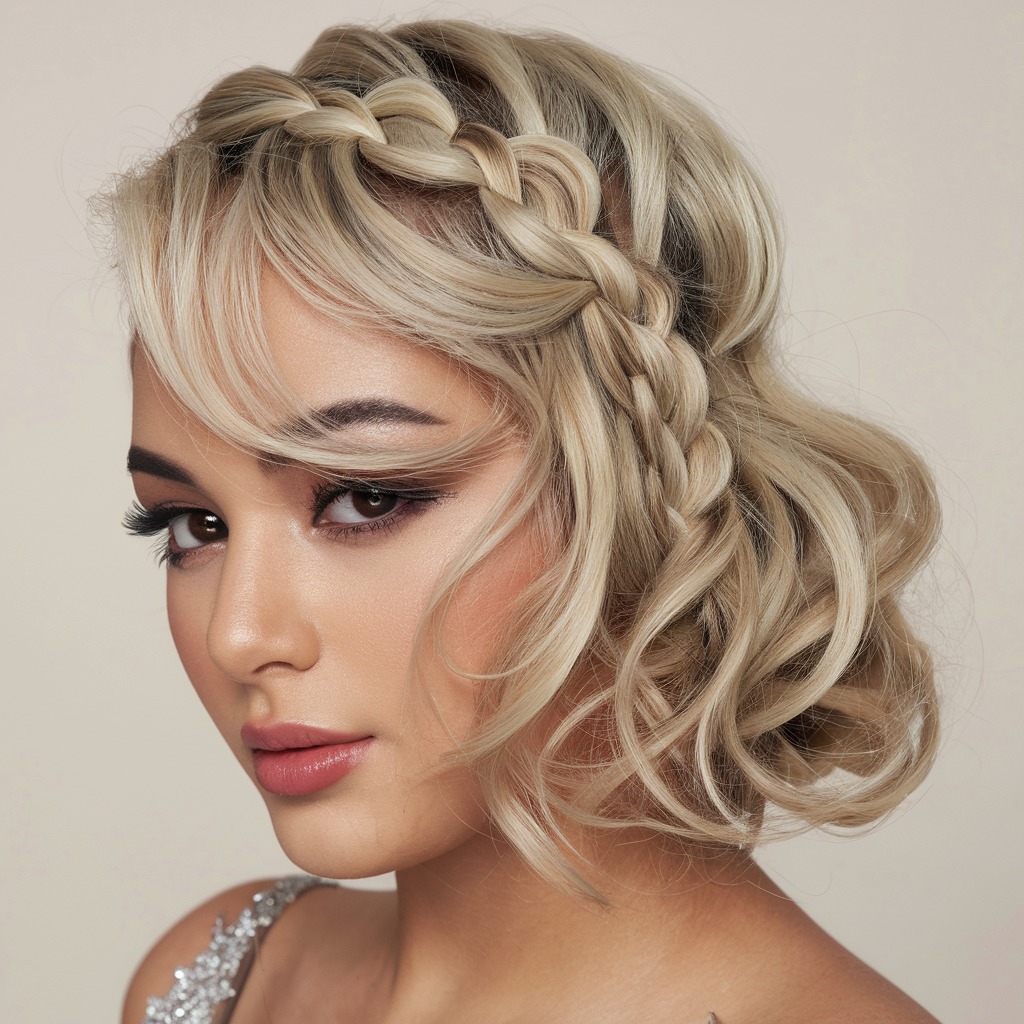 Curly Bob with a Side Braid