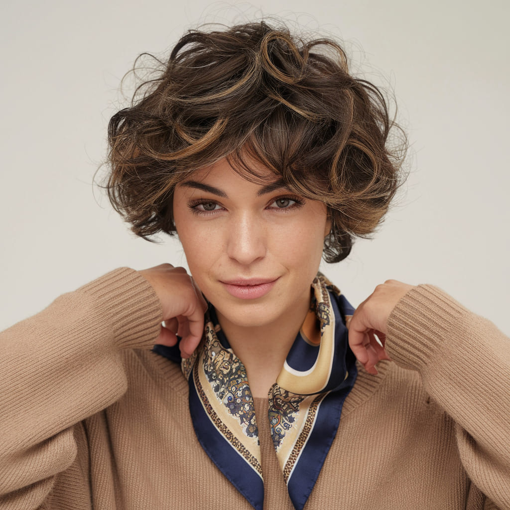 Curly Short Shag Cut with Defined Layers