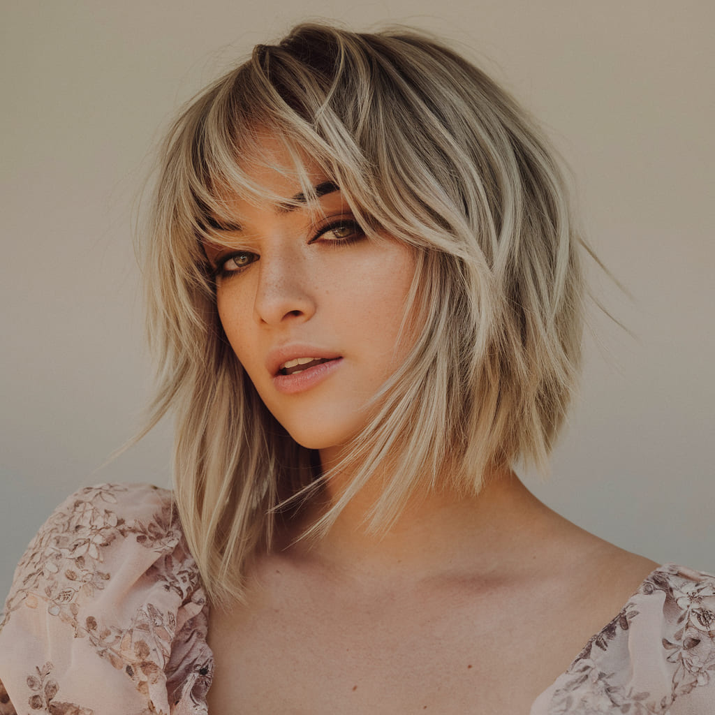 Effortless Bob with Textured Choppy Bangs