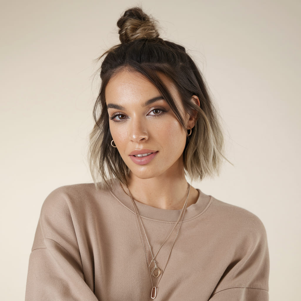 High Mini Top Knot For Short Hair