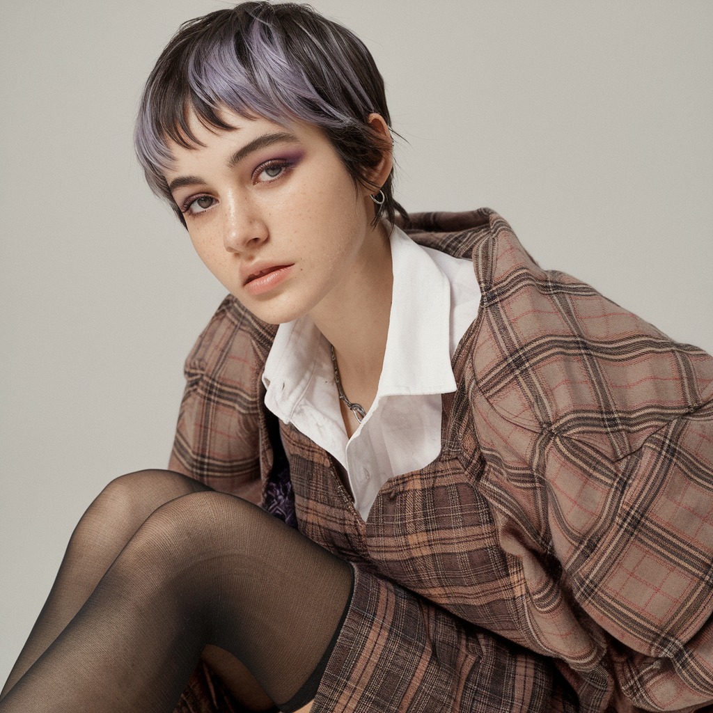 Lilac Highlights on a Pixie Mullet