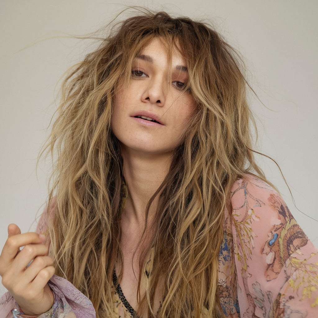 Long Shaggy Layers for a Carefree Vibe