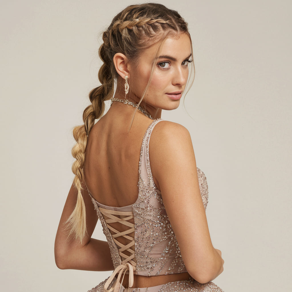 Low Braided Ponytail with a Fun Twist