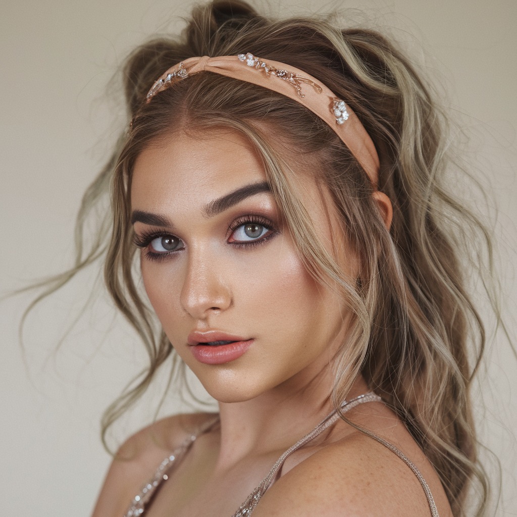 Messy Waves with a Floral Headband