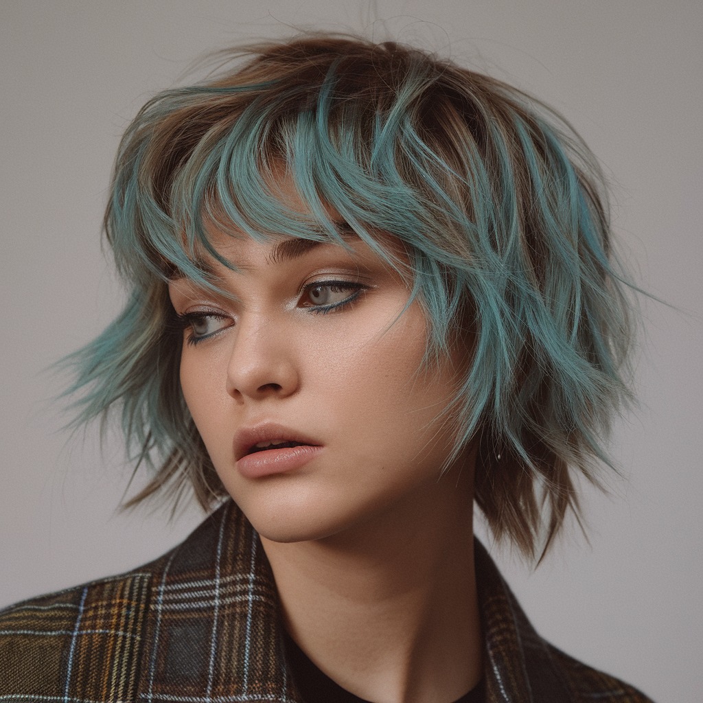 Ocean Blue Highlights on a Tousled Shag