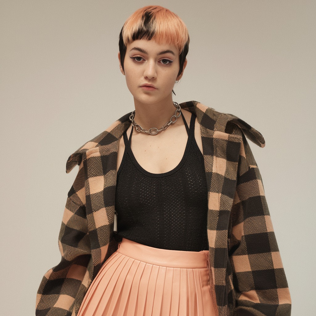 Peach and Black Pixie Cut