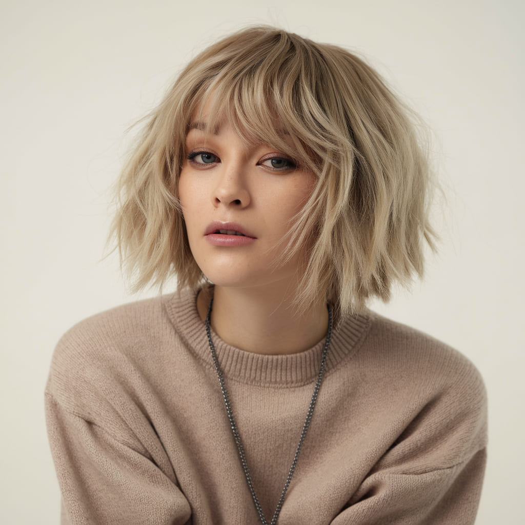 Soft Short Shag with Curtain Bangs