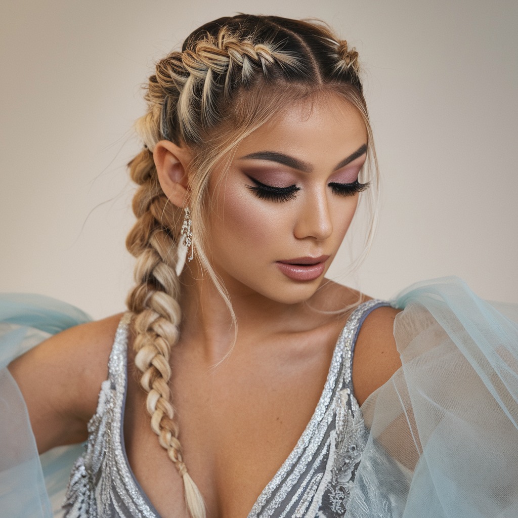 Textured Low Ponytail with Braids