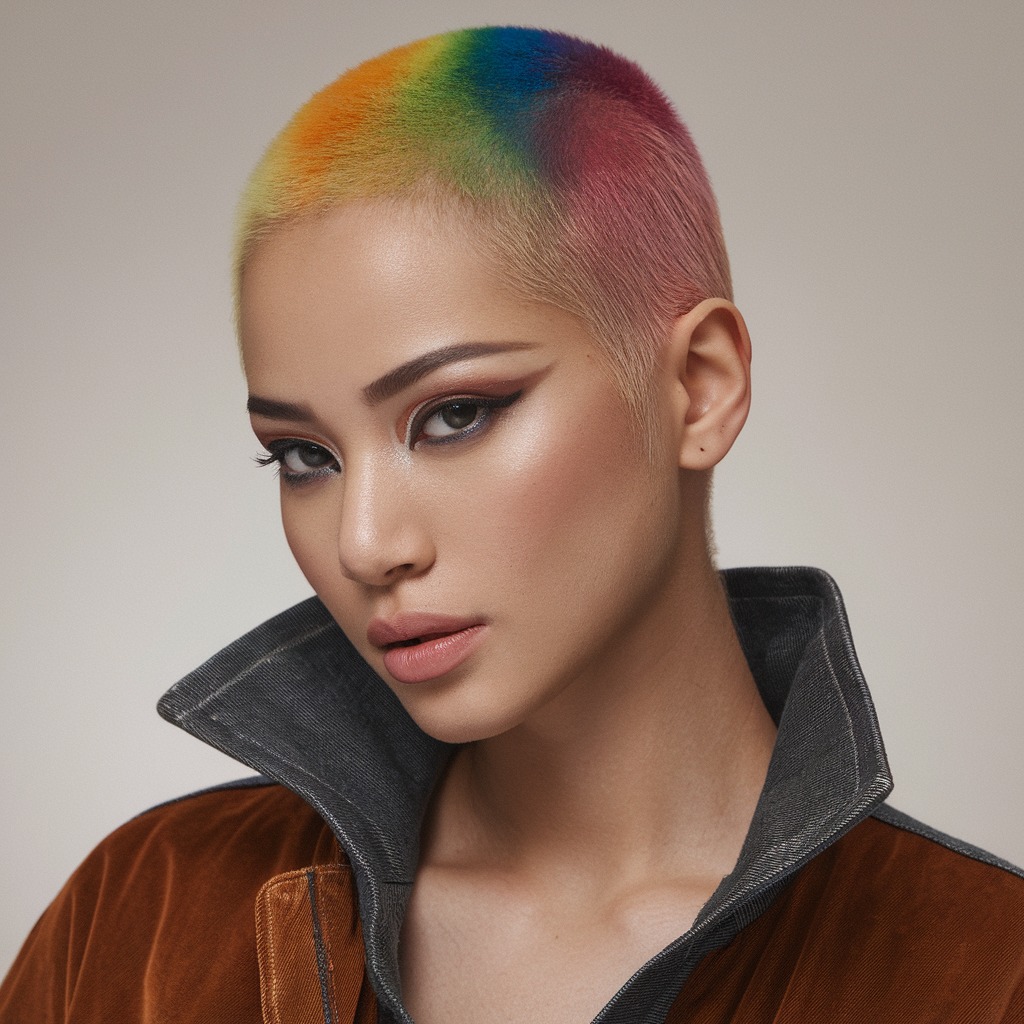 Abstract Rainbow Buzz Cut