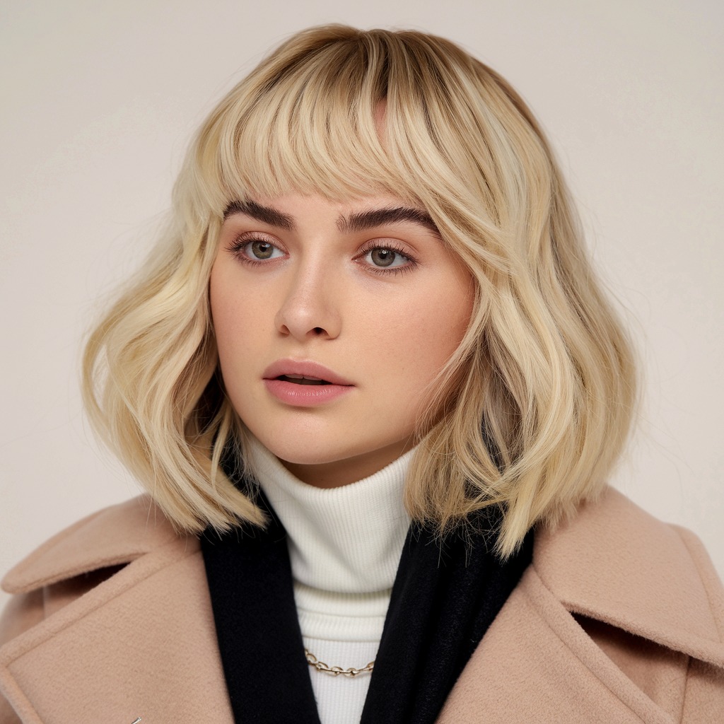 Blunt Bob with Icy Blonde Balayage