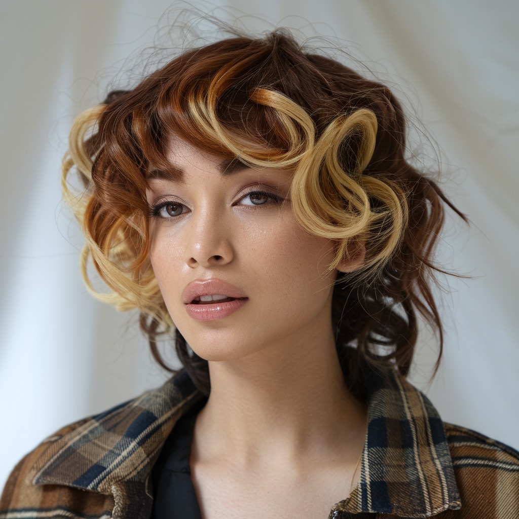 Calico Curls with Cinnamon and Golden Blonde