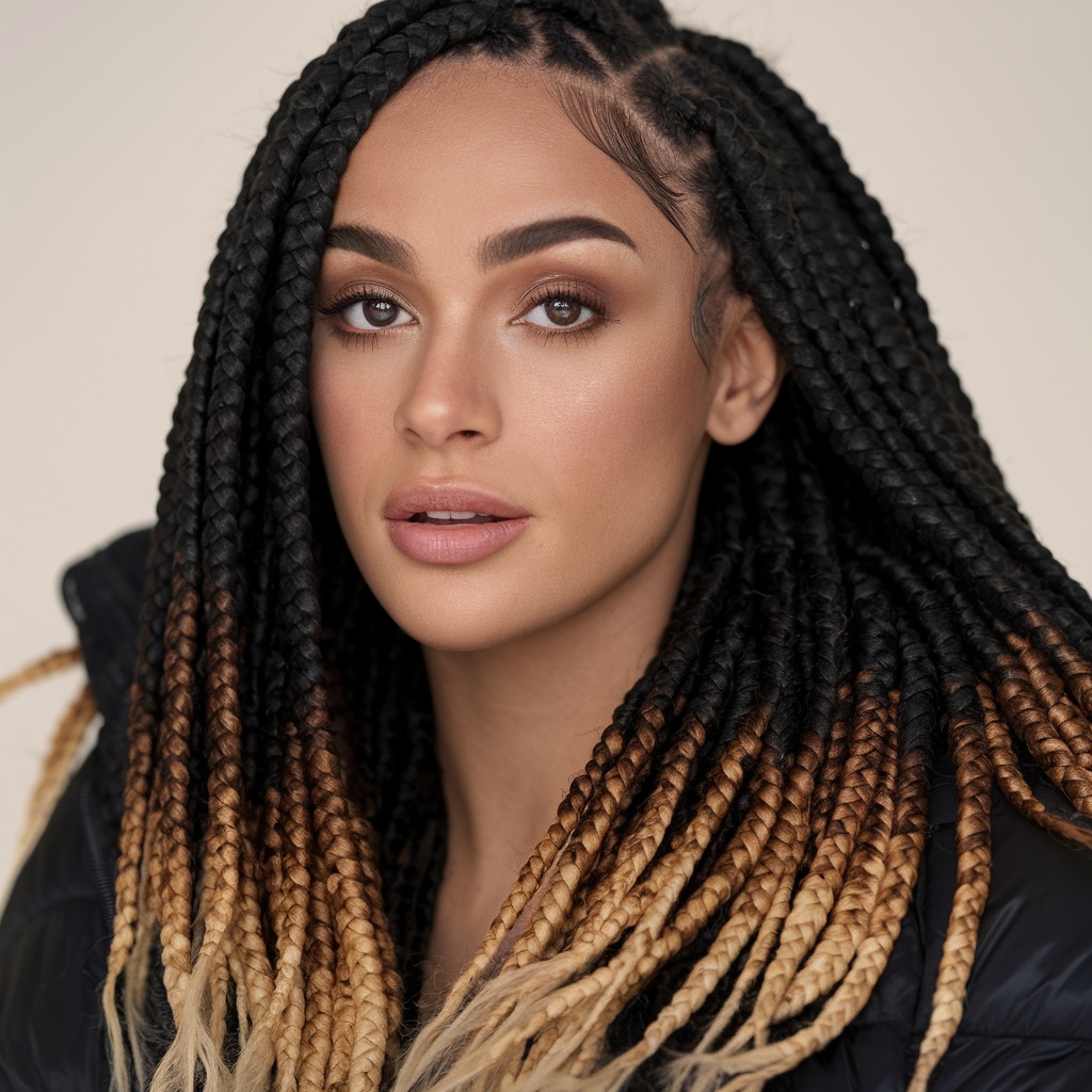 Knotless Braids with Ombre Tips