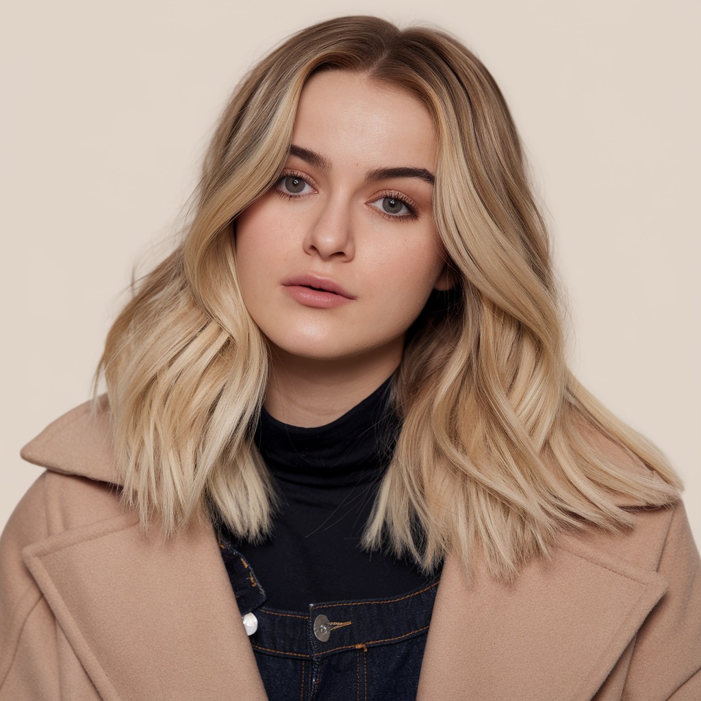 Sleek Lob with Cool Blonde Balayage