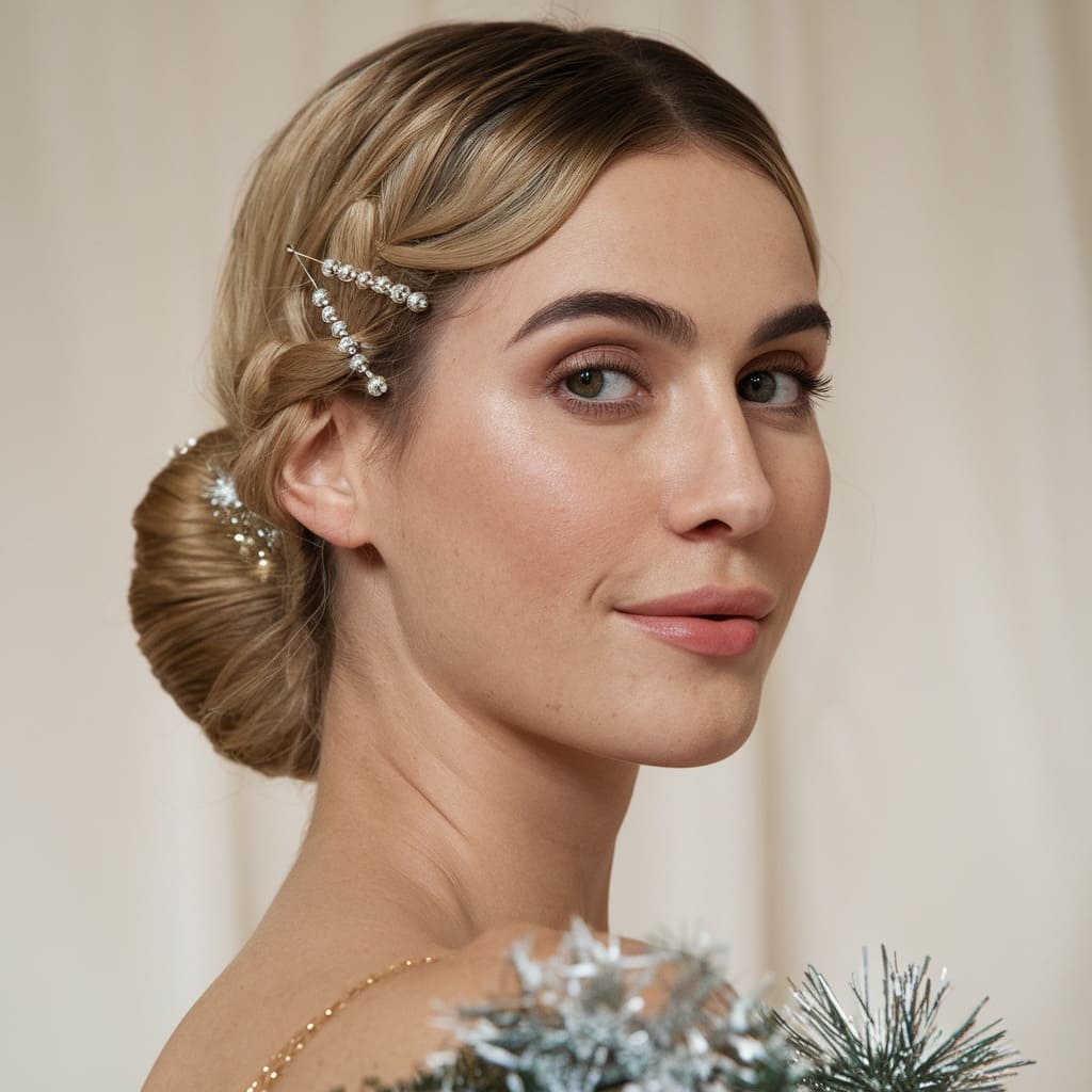 Tucked-In Low Bun with Decorative Pins